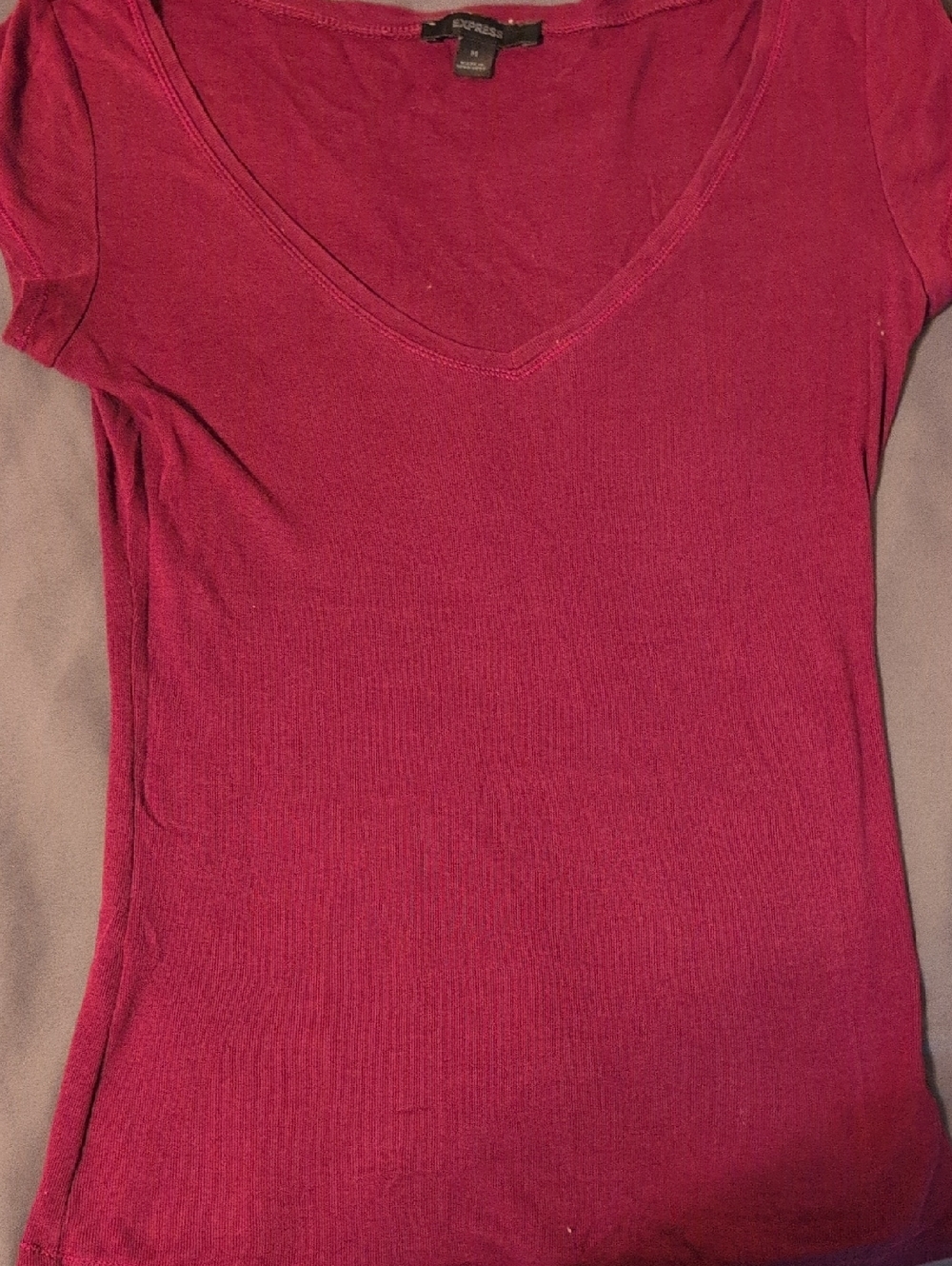 Express Women's Short Sleeve Scoop Neck Top - Raspberry Pink